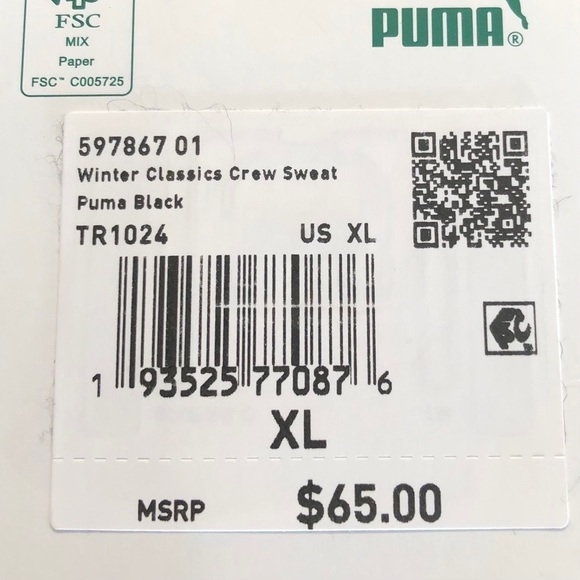 Puma Winter Classic Fleece Men’s Sweater Sz XL - Picture 6 of 10